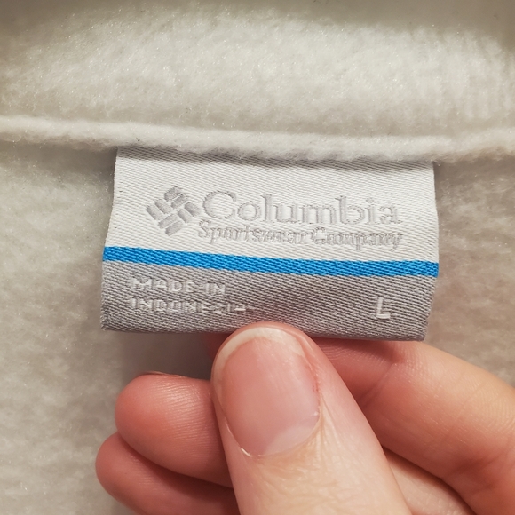 Columbia Fleece Full Zip Jacket White Grey Size L - Picture 4 of 5